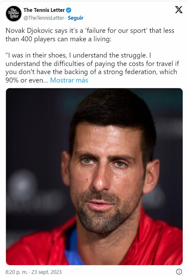 Djokovic denuncia situación económica tenis